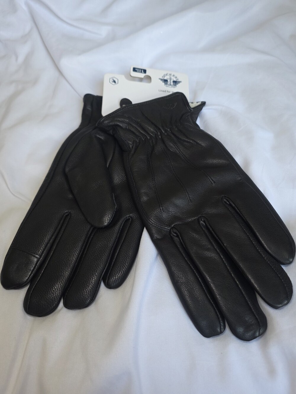 Dockers Men's Black Leather Gloves Size Large NWT